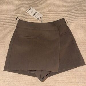 Zara Women’s Brown Wrap-Front Shorts